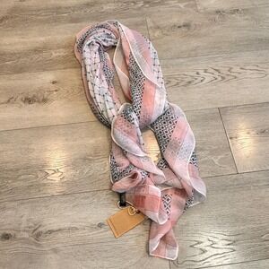 NWT Melifluos Pink Geometric Print Viscose Scarf Shawl Lightweight